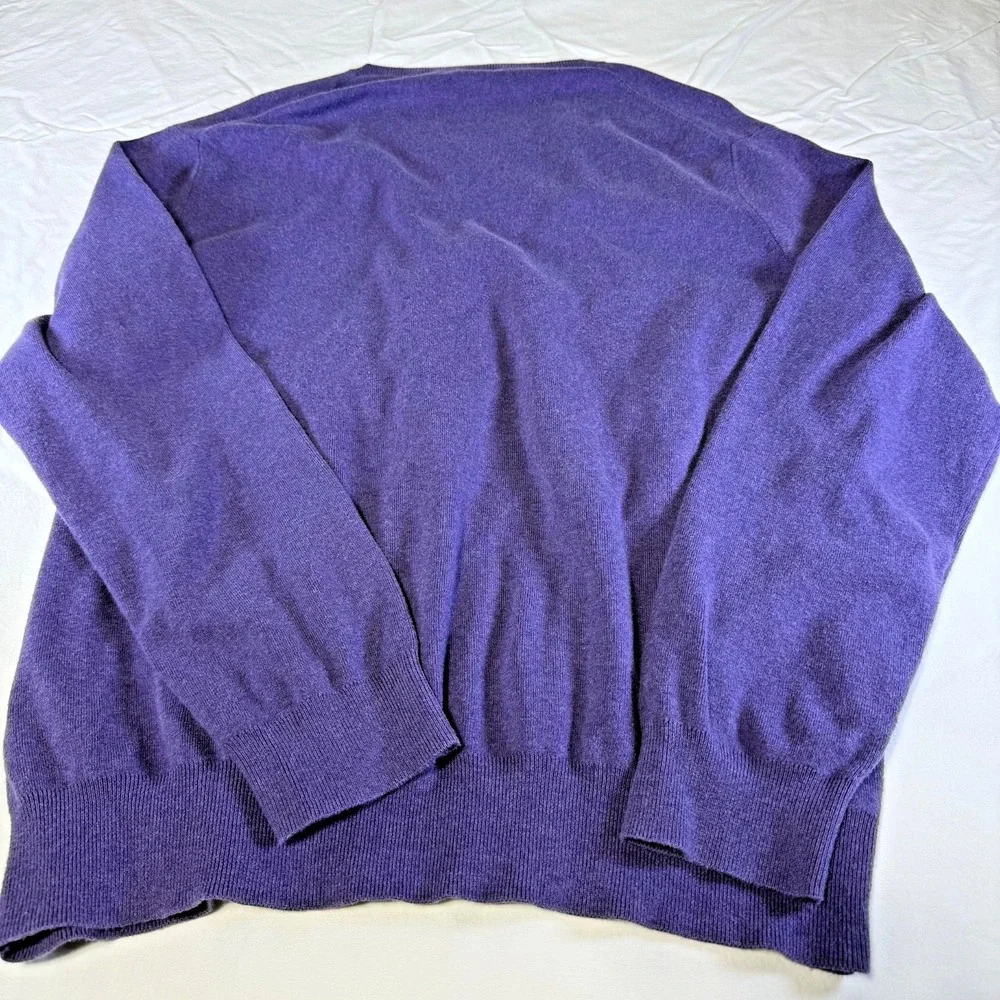 Polo Ralph Lauren Purple V-Neck Sweater Pima Cotton Blue Pony Logo Men's Size XL